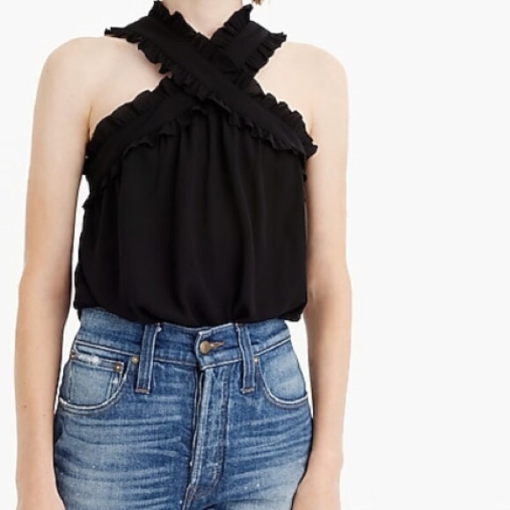J. Crew black criss cross top